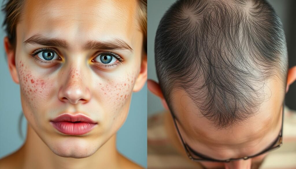 Elevated Testosterone Levels Lead to Acne, Hirsutism, and Scalp Hair Thinning