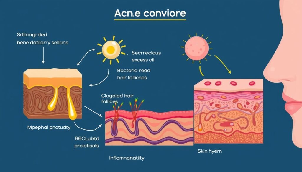 sebum production and acne development process